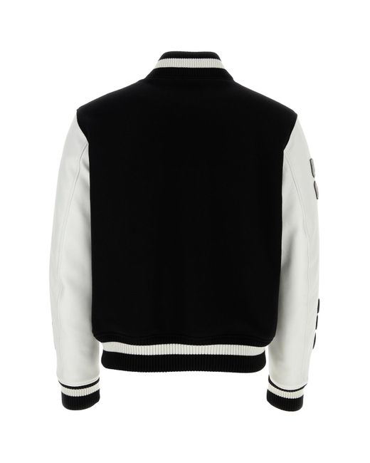 Off-White c/o Virgil Abloh Black Logo Wool-blend Varsity Jacket for men