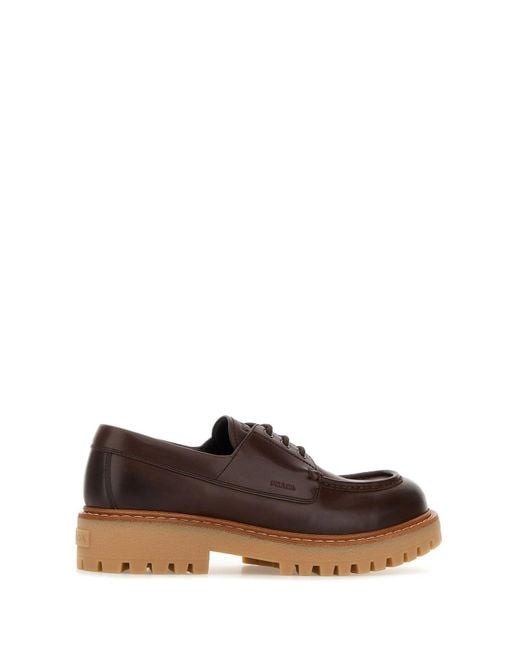Scarpe stringate in pelle marrone di Prada in Brown da Uomo