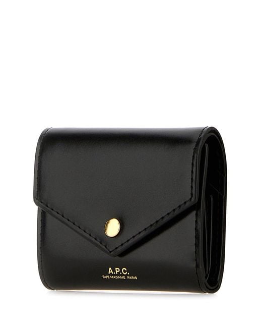A.P.C. Black Leather Envelope Coin Purse