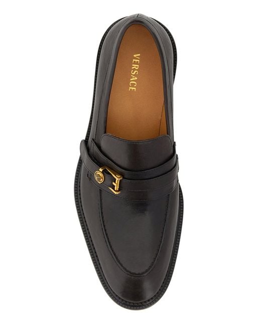 Versace Black Dark Leather Loafers for men