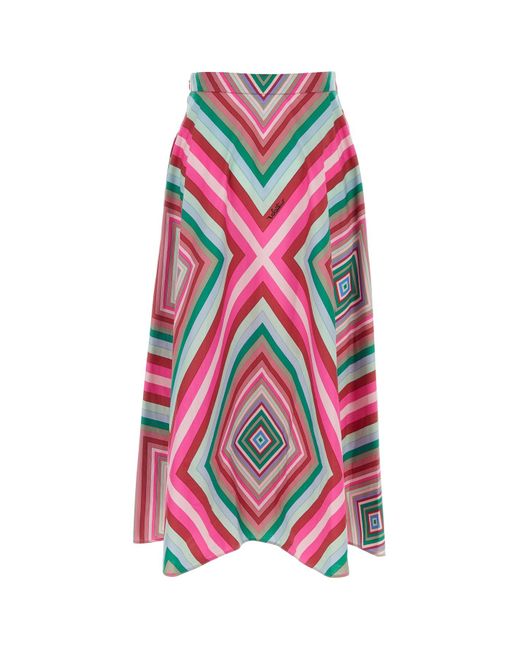 Gonna in cotone stampato di Valentino Garavani in White