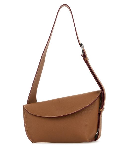 Borsa a tracolla Sling T-Bar grande in pelle caramello di Alexander McQueen in Brown