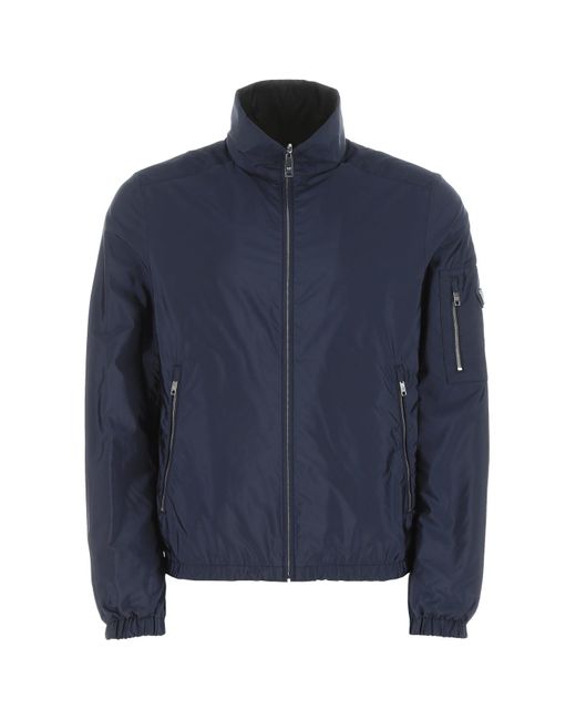 Prada Navy Nylon Reversible Jacket in Blue for Men | Lyst