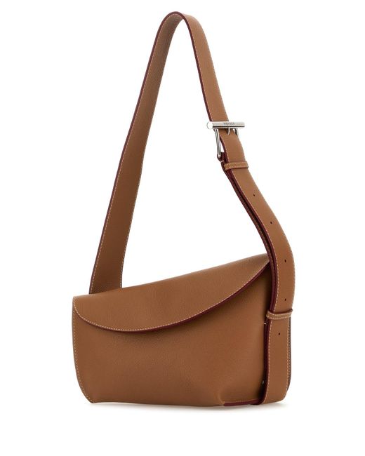 Borsa a tracolla Sling T-Bar grande in pelle caramello di Alexander McQueen in Brown