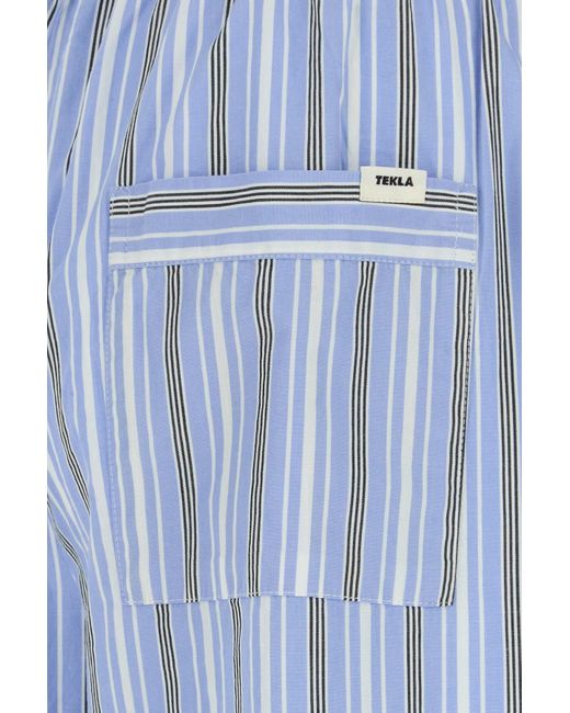 Tekla Blue Embroidered Poplin Pyjamas Pant for men