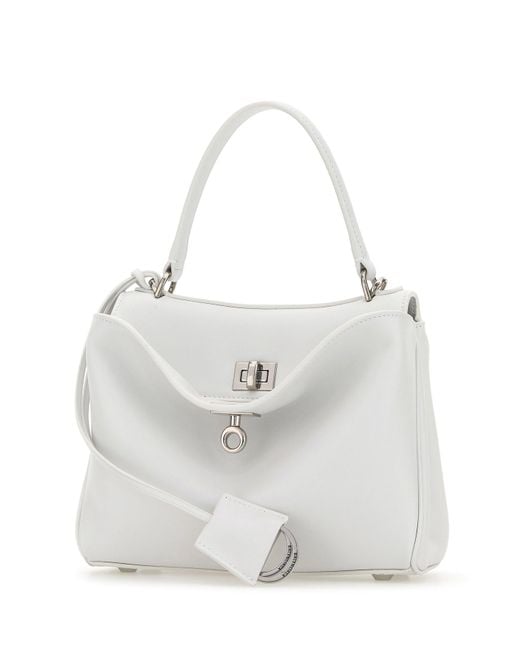 Balenciaga White Leather Mini Rodeo Handbag