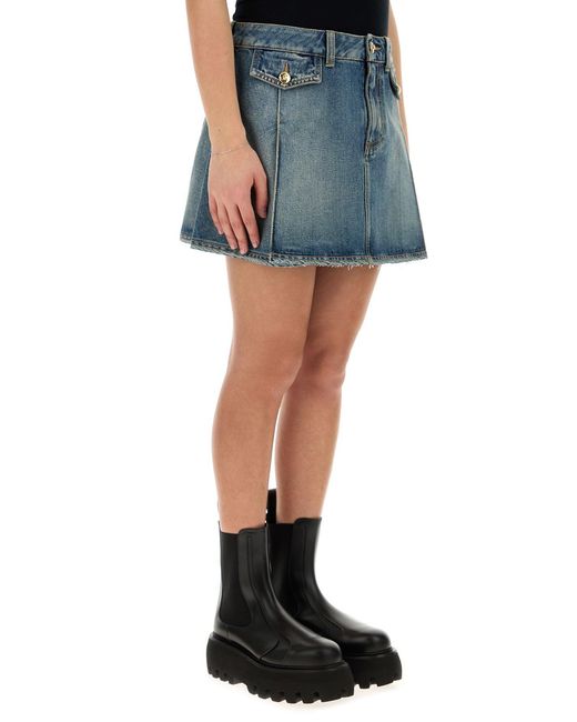 McQueen Blue Stone Washed Miniskirt
