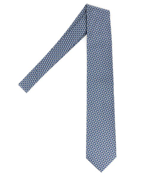 Cravatta in seta ricamata di Brioni in Blue da Uomo