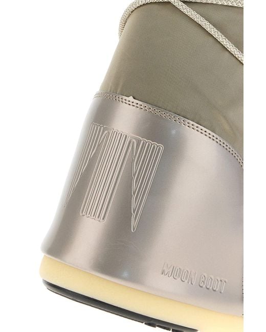 Moon Boot Natural Dove Grey Satin Icon Boots