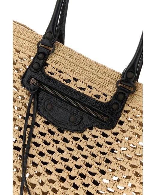 Balenciaga Black Raffia Medium Le City Bucket Bag