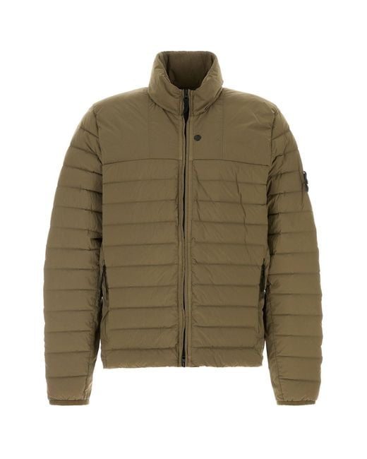 Stone Island Army Green Stretch Nylon Jacket for men