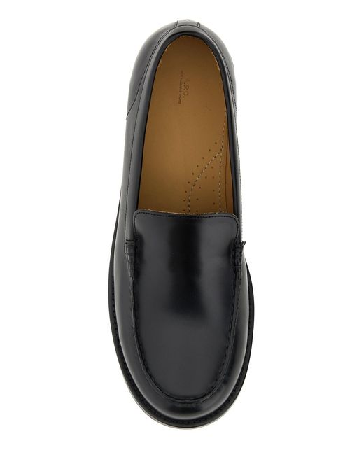 A.P.C. Black Leather Loafers for men