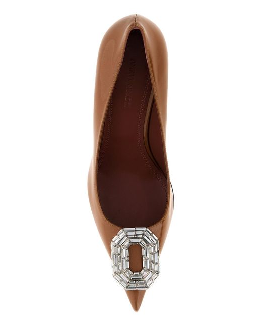 AMINA MUADDI Brown Camel Leather Camelia 90 Pumps