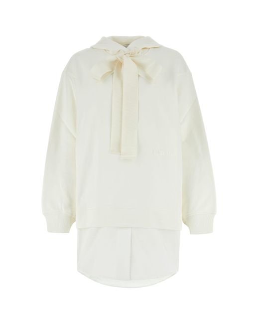 Patou White Ivory Cotton Oversize Sweatshirt
