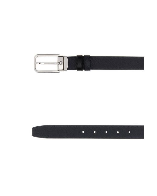 Montblanc White Midnight Blue Leather Reversible Belt for men