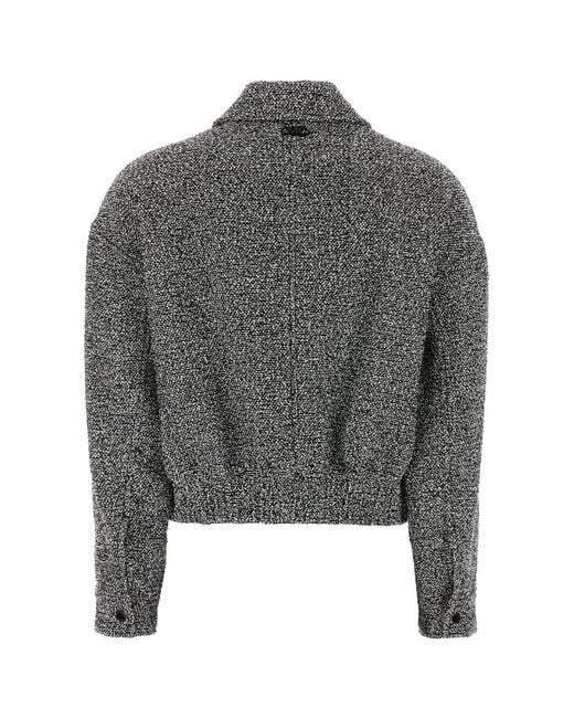MICHAEL Michael Kors Gray Two-tone Tweed Bomber Jacket