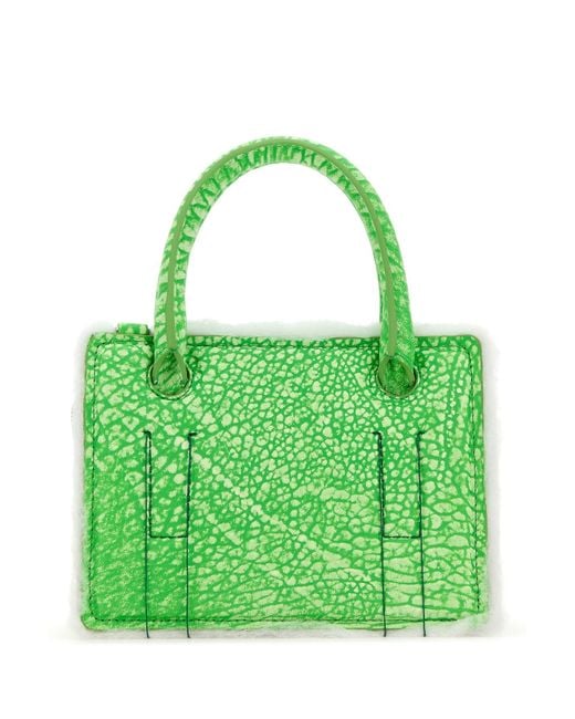 Dentro Green Printed Leather Mini Otto Handbag