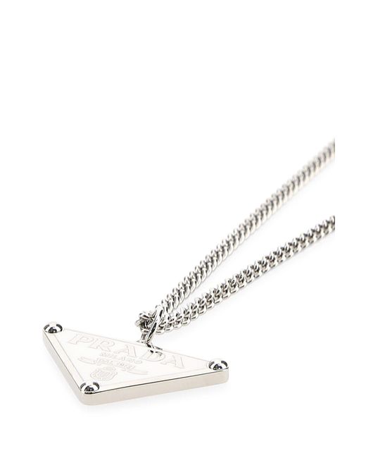 Prada 925 Silver Symbole Necklace in White - Lyst