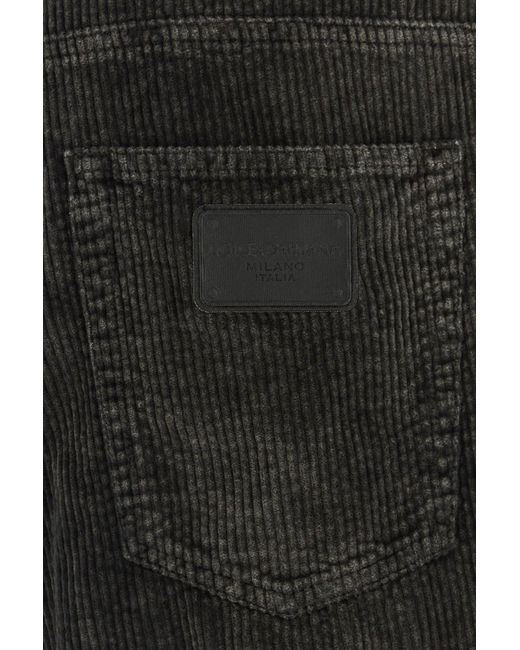 Dolce & Gabbana Black Stretch Corduroy Pants for men
