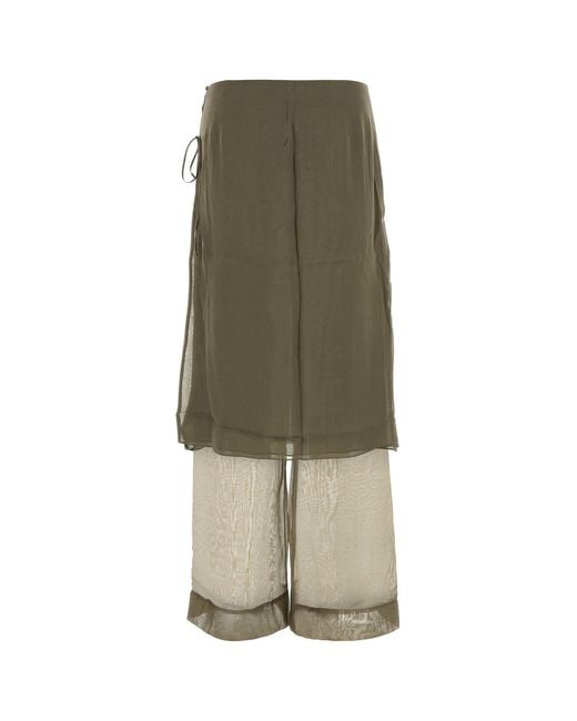 Paloma Wool Olive Green Silk Archive Pant-skirt