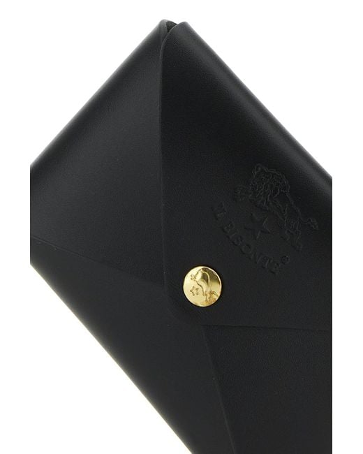 Portacarte in pelle nera di Il Bisonte in Black