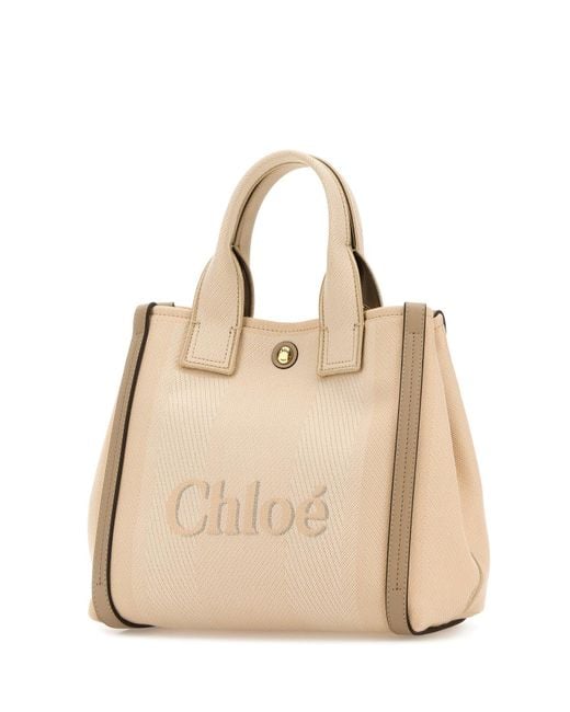 Borsa shopping Chloé Carry piccola in tela multicolor di Chloé in Natural