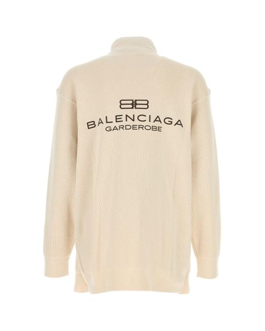 Balenciaga Natural Cream Cotton And Polyester Sweater for men