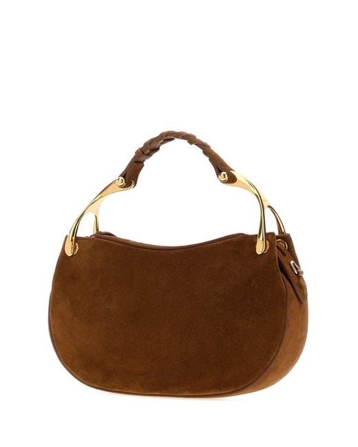 McQueen Brown Suede Mini Wishbone Handbag