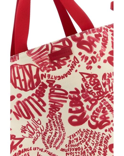 DSquared² Dsquared Printed Canvas Shopping Bag