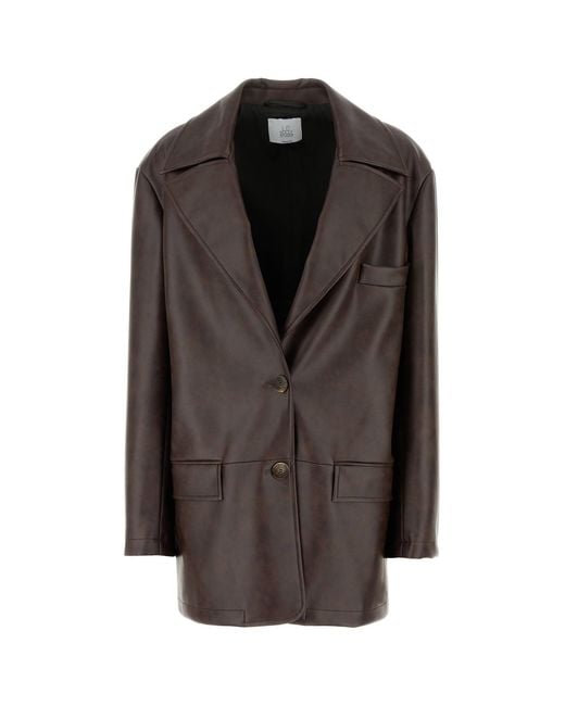 LE SULLY STUDIO Black Brown Synthetic Leather Blazer