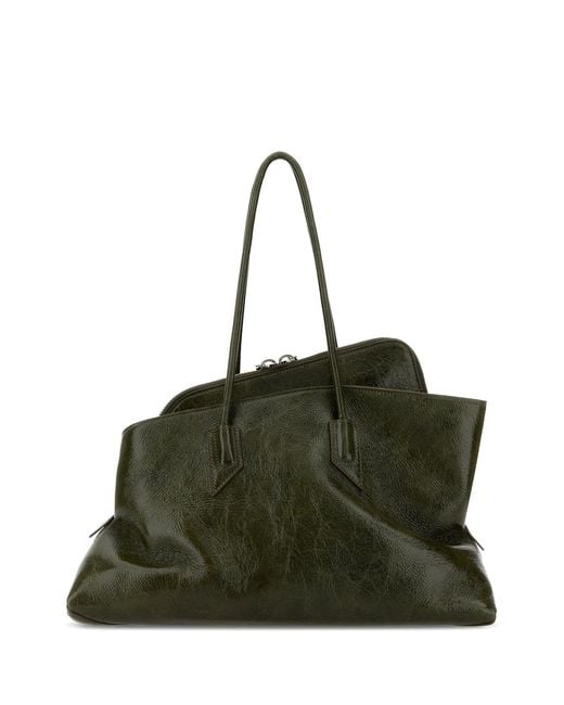 The Attico Green Leather Medium La Passeggiata Shoulder Bag