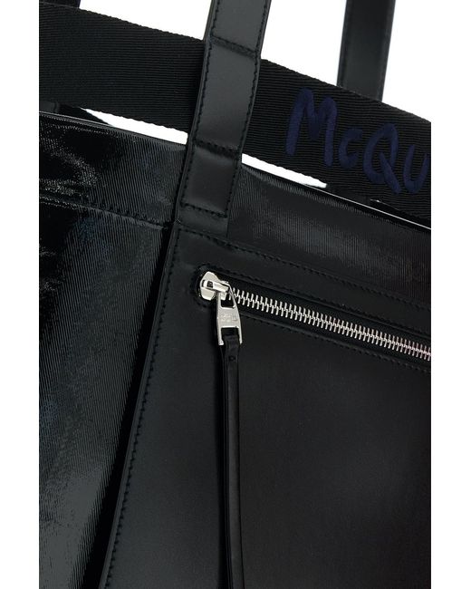 McQueen Black Canvas Shopping Bag for men