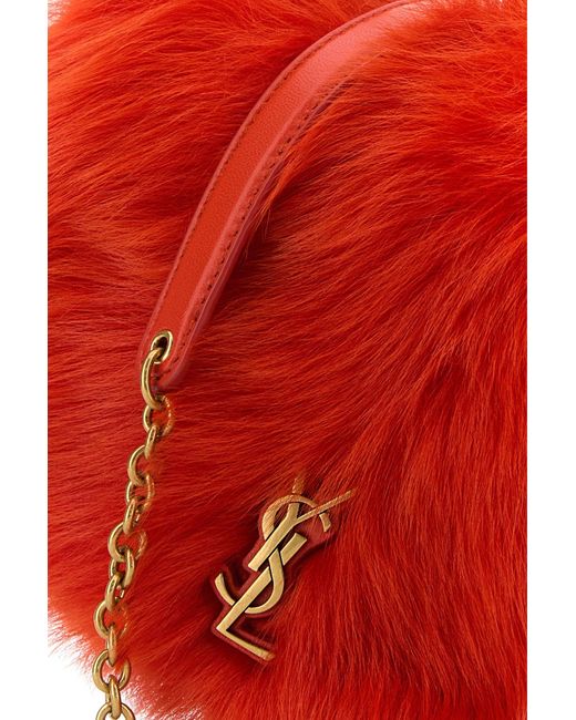 Borsa a spalla Jamie 4.3 mini in pelliccia arancione di Saint Laurent in Red