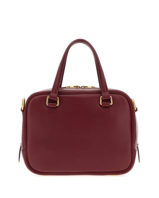 Jil Sander Red Burgundy Leather Small Vision Handbag