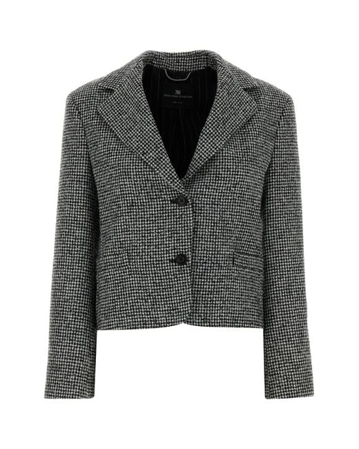 Ermanno Scervino Black Embroidered Wool Blend Blazer