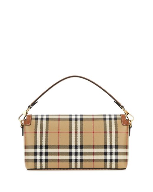 Burberry Metallic Printed Canvas And Leather Note Handbag