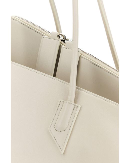 The Attico Natural Ivory Leather Medium La Passeggiata Shoulder Bag