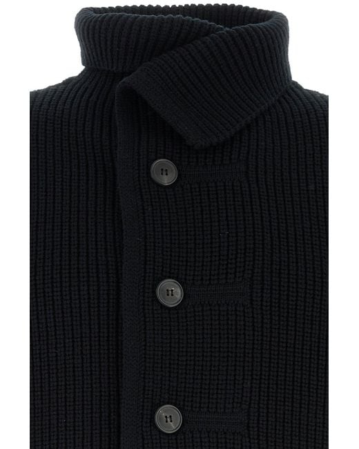 Dries Van Noten Black Wool Marino Cardigan for men