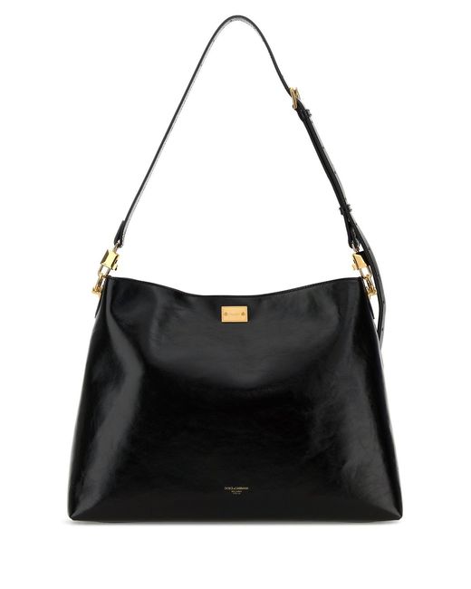Dolce & Gabbana Black Dolce & Gabbana Leather Large Vittoria Shopping Bag
