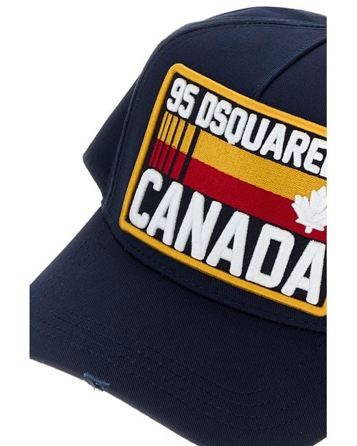 DSquared² Navy Blue Gabardine D2 Baseball Cap for men
