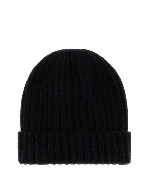 Fedeli Black Cashmere Beanie Hat for men