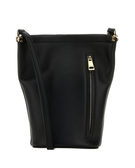 Tod'S Black Leather Magenta Bucket Bag