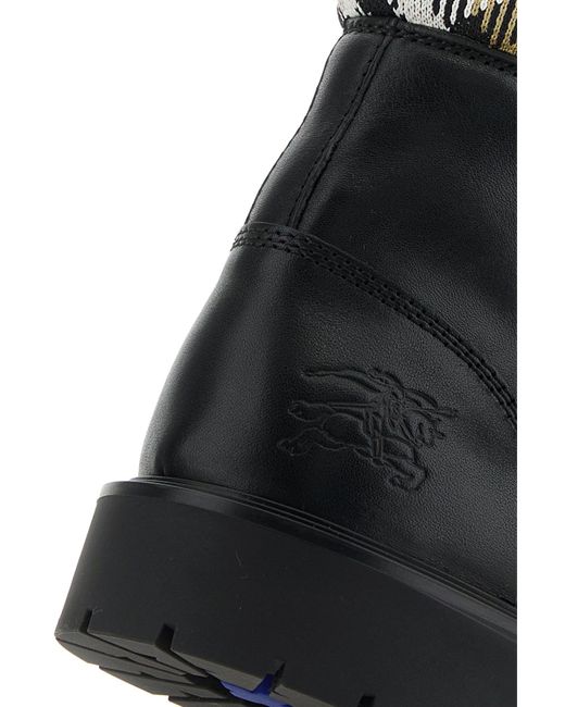 Burberry Black Leather Ankle Boots for men