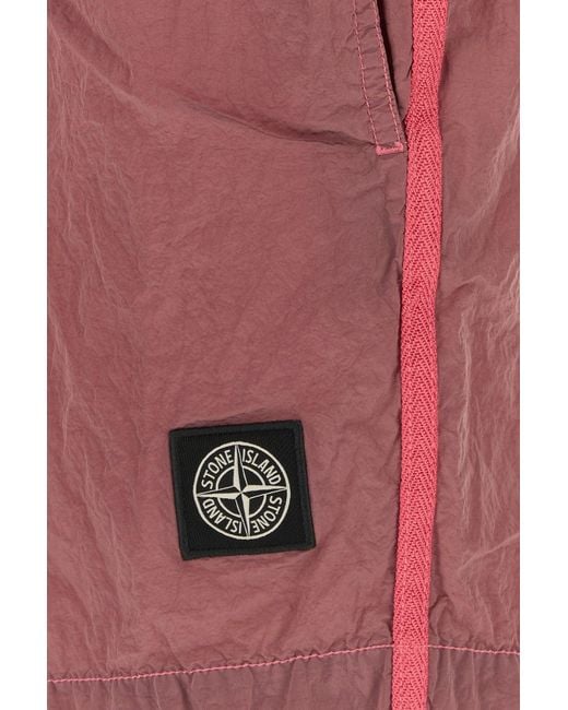 Stone Island Dark Pink Nylon Swimming Shorts for men