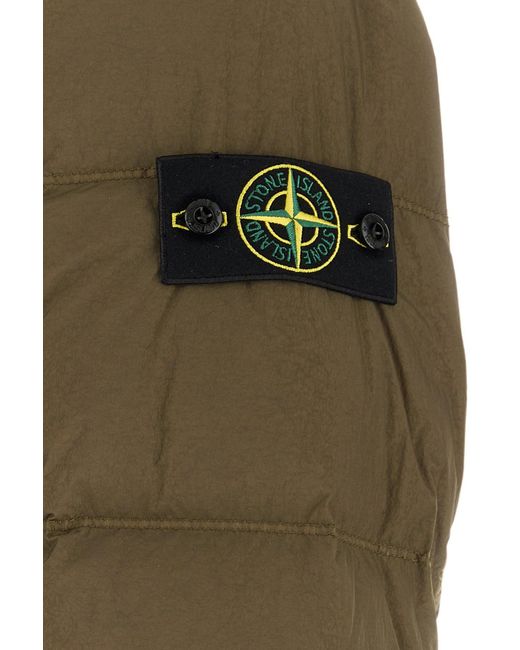 Stone Island Green Khaki Nylon Down Jacket for men