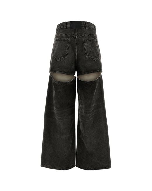 The Attico Black Dark Grey Denim Wide-leg Jeans