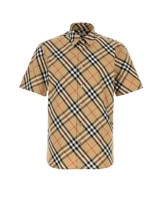 Camicia in popeline stampato di Burberry in Multicolor da Uomo