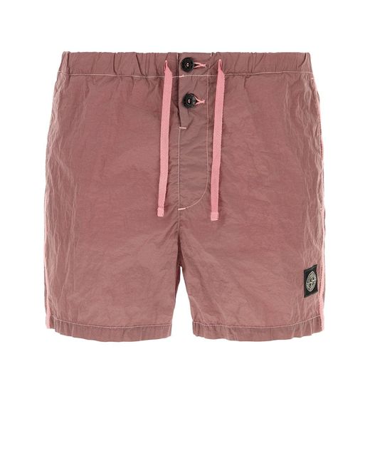 Stone Island Pink Logo Shorts for men