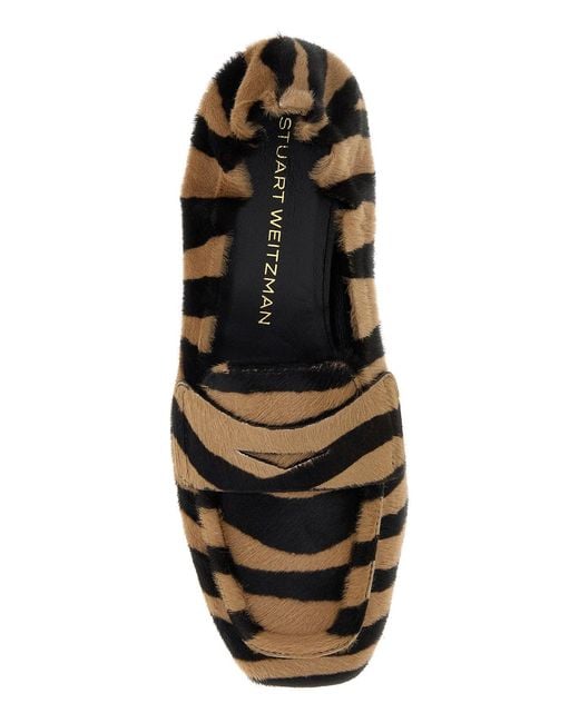 Stuart Weitzman White Printed Calf Hair Bryant Loafers