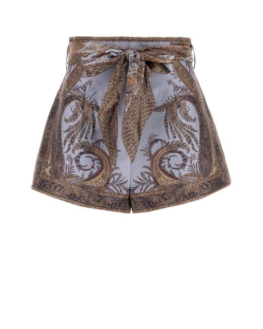 Shorts Hypnotic in misto seta stampata di Zimmermann in Multicolor